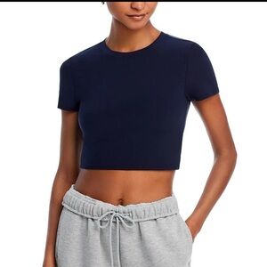 Splits59 Airweight Crop Top short sleeve in indigo NWT